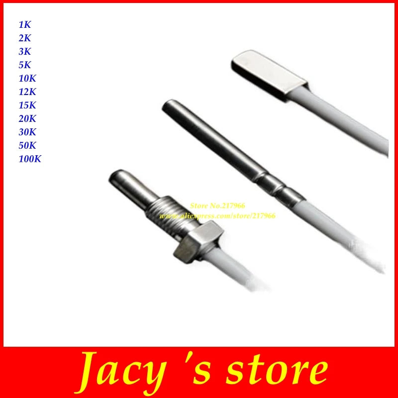 2pcs X SMD Thread Patch Waterproof NTC Thermistor NTC Temperature Sensor Probe Patch Silicone Cable 1K 2K 3K 5K 10K 12K 15K 30K
