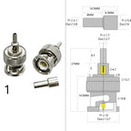 1-4PC BNC Male Female Plug Jack RF Coax Connector Crimp for RG316 RG174 RG58 RG142 Cable Copper Nickelplated With Drawing NEW