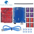 TZT CNC Shield V3 Engraving Machine 3D Printe+ 4pcs DRV8825 Or A4988 Driver Expansion Board For Arduino + UNOR3 With USB Cable