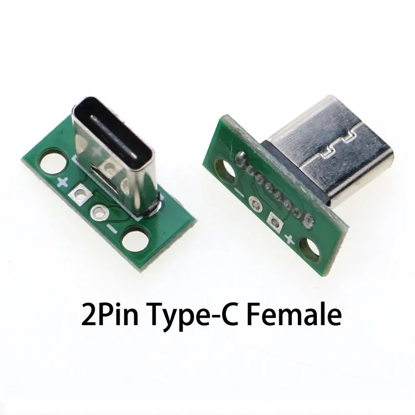 Cltgxdd 1pcs Data Charging Cable Jack Test Board with Pin Header 90/180 Degree USB 3.1 Type-C Female Male Connector