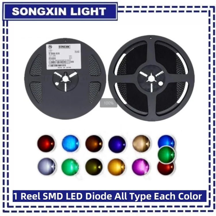1reel 0402 0603 0805 1206 1210 SMD LED Lights Outdoor Yellow Diodes Green Blue White 5000PCS 4000PCS 3000PCS 2000PCS Red 3v Kit