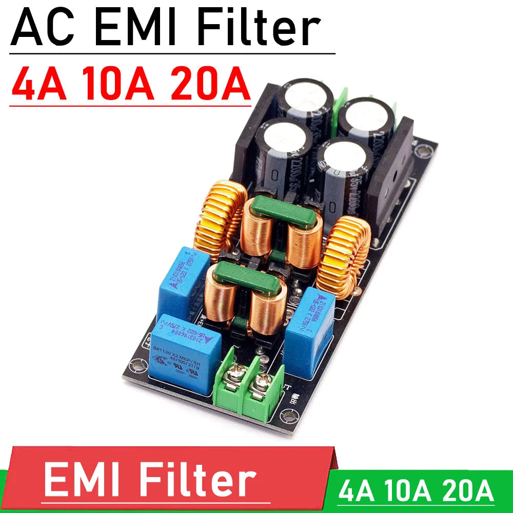 4A 10A 20A AC EMI Filter Audio Power Amplifier EMC EMI Electromagnetic Interference Purify Power DC Differential Mode Common