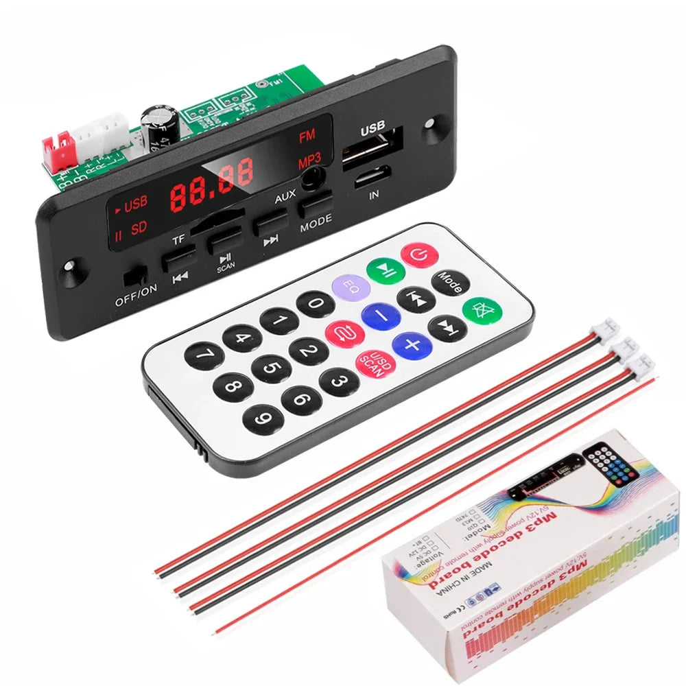 KEBIDU 50W Amplifier Bluetooth MP3 Player DC 12V MP3 Decoder Board Wireless Car Audio Moudle TF AUX FM Radio Charging For Speake
