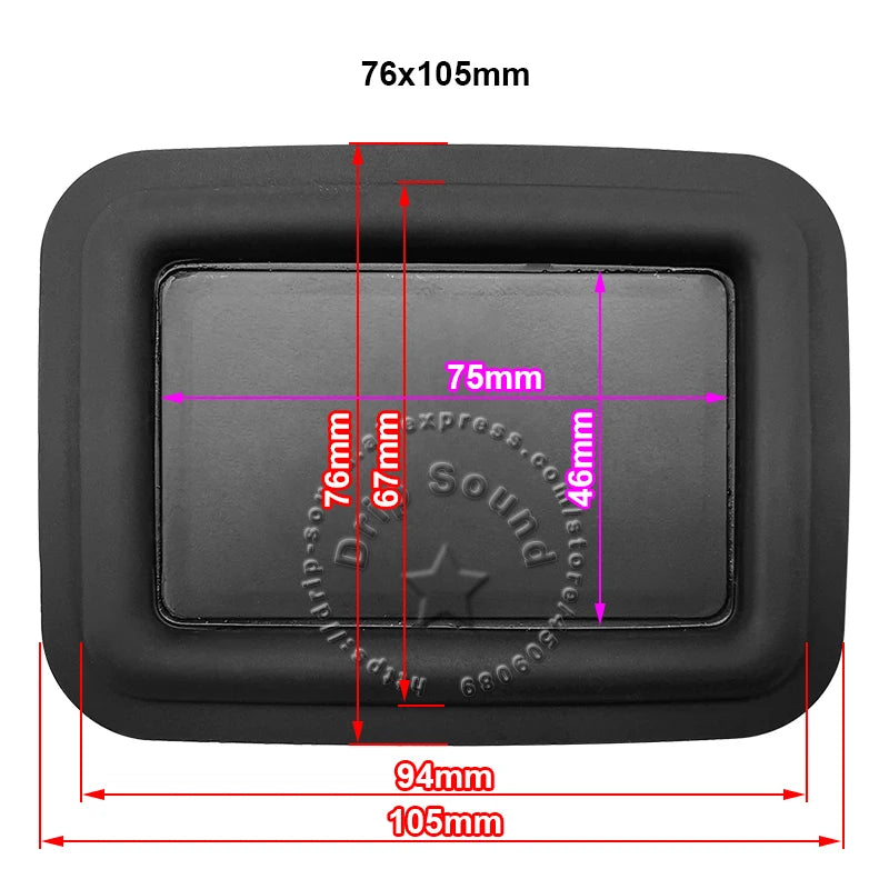 2pcs 32x58mm/36x86mm/50x65mm/59x69mm/60x85mm Square Speaker Passive Radiator Auxiliary Bass Woofer Rubber Vibration Plate
