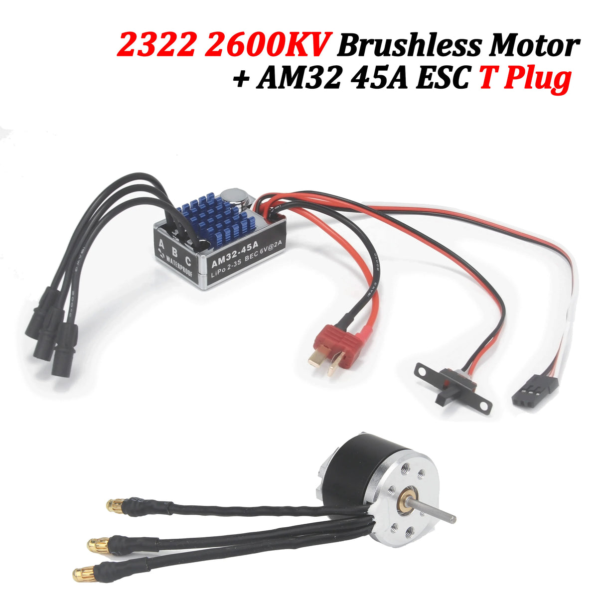 NEEBRC 2322 2600KV Outrunner Brushless Motor AM32 45A Brushless ESC for 1/12 RC Cars Crawler Upgrade Kit MN99S MN82 MN168 MN78