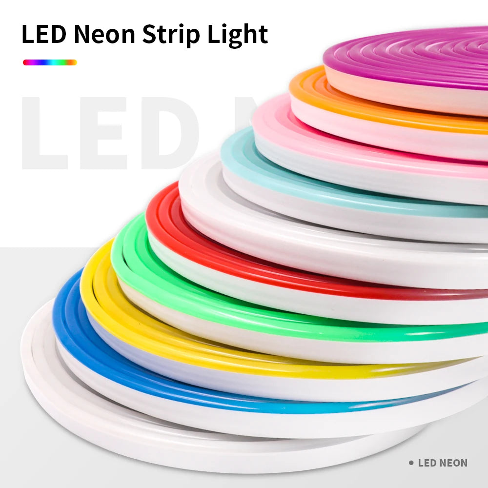 Neon Strip DC 12V IP65 Waterproof 2835 120Leds/M White/Blue/Pink/Yellow/Red/Green Flexible Ribbion Rope LED Strip 0.5M 1M 3M 5M
