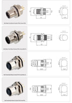 M12 Sensor Waterproof Circular Connector Panel Mount Bulkhead Installation Metal Male Female PCB Socket 2 3 4 5 6 8 12 17pin