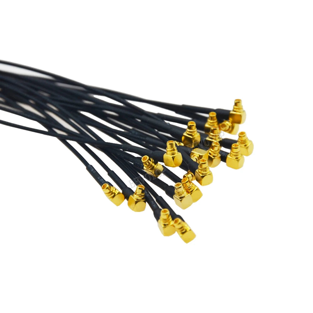 RF1.37 SMA Male Female to MMCX Male 90 Degree FPV Antenna Connector 50 ohm RF Coaxial Extension Jumper OD=1.37 Cable