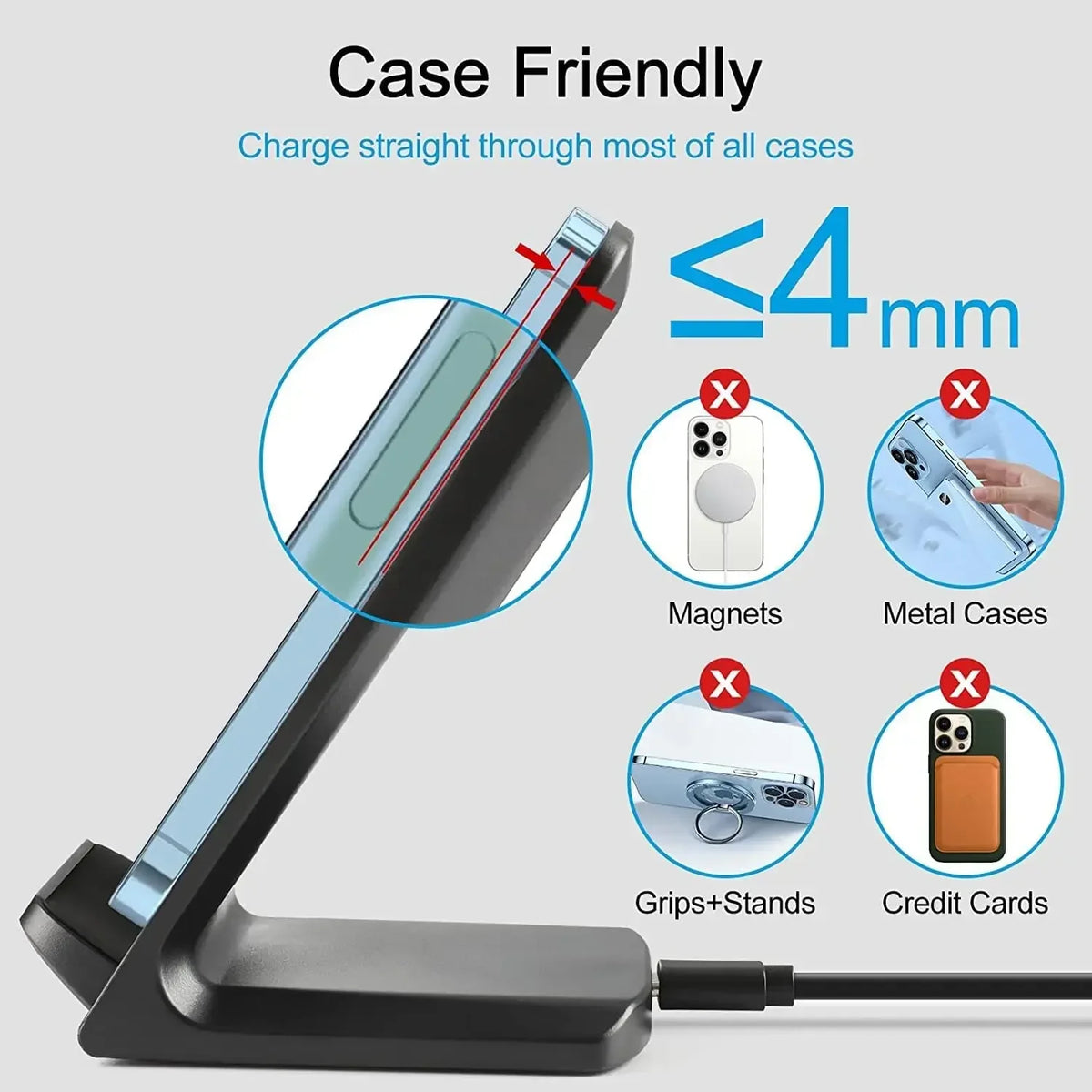 30W Fast Wireless Charger Stand Pad for iPhone 17 16 15 14 13 -11/XR, Samsung Galaxy S25/S26/S21/S20, Xiaomi 17 15 14, Huawei