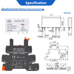 10pcs Slim Relay 5V 12V 24V DIN Rail Mounted Relay Moudle HF 41F SSR 30VDC 250VAC High Frequency Interface Relay With Led 6A