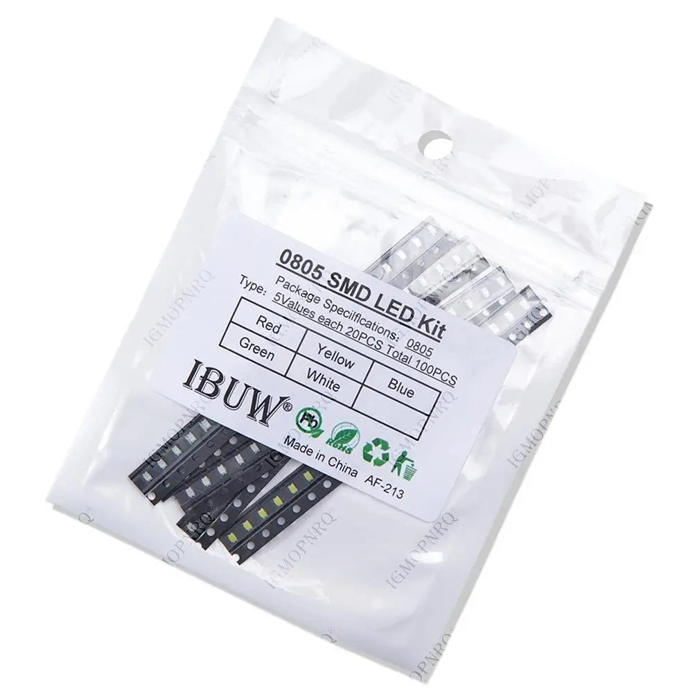 5Colors *20pcs=100Pcs/Lot 0805 SMD LED Kit White Red Yellow Green Blue Light Emitting Diode set IGMOPNRQ