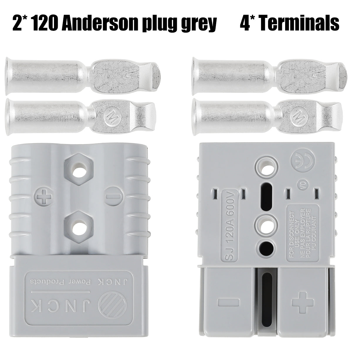 2Pcs 120 Amp Anderson Style Plug with 4 Terminals Anderson Power Plug Durable Premium Anderson Style Plug Connectors Battery