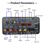 A73E-DC10-II 12V Home Karaoke Car Audio Subwoofer Amplifier Board Bluetooth With Display Outdoor US Plug