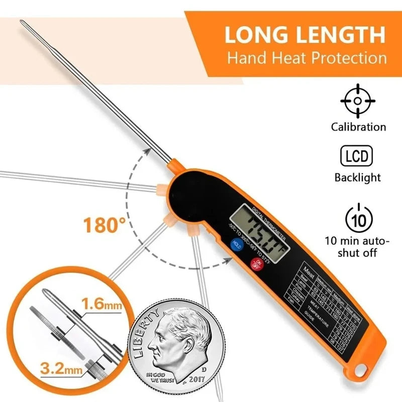 Digital Kitchen Meat Thermometer For Food Water Milk Foldable Cooking Food Probe BBQ Thermometer Oven Thermometer Kitchen Tools