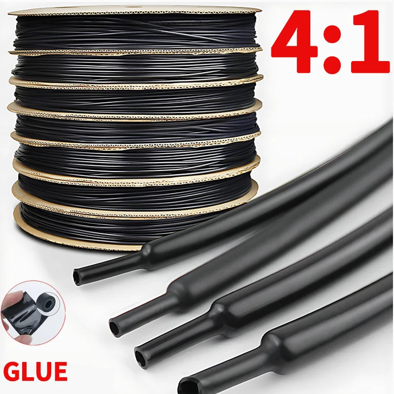 Heat Shrink Tube with Glue Adhesive Lined 4:1 Dual Wall Tubing Sleeve Wrap Wire Cable Kit 4mm 6mm 8mm 12mm 16mm 20mm 24mm 32mm