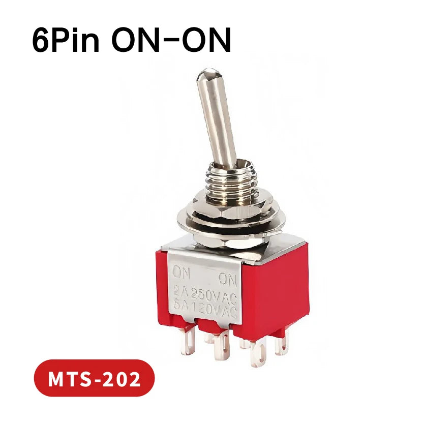 6mm Mini Toggle Switch MTS-102 103 202 203 SPDT ON-OFF-ON with Waterproof Cap 6A 125V/250V 3/6 Pin