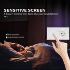 Touch Light Switch With EU Socket 1 Gang 2 Way Wall Light Switch LED Sensor Tempered Glass Interrupter EU Standard 240V
