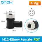 OMCH 1PCS M12 Sensor Connector Waterproof IP67 Aviation Plug Socket Male Female 4 5 8Pin Hole Straight Bend Angle Screw Threaded