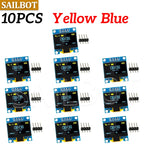 1-10PCS 0.96 Inch OLED Display Module I2C IIC SPI Serial 128X64 SSD1315 LCD 3.3-5V 4 Pin White/Blue/Yellow Blue for Arduino