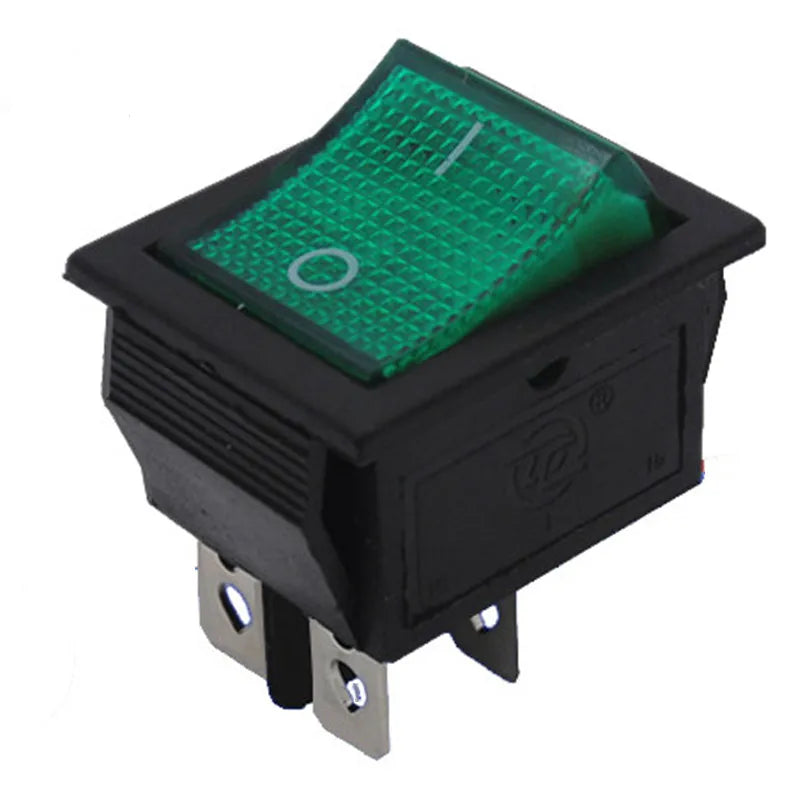 5PCS KCD4 Rocker Switch 16A 250VAC, ON-OFF 2 Position 4-Pin Illuminated Power Switch with Cap for Electrical Equipment