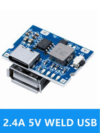 LiPo Battery Charging Protection Module, 5V 2.4A USB Type-C Boost Converter Power Supply Board