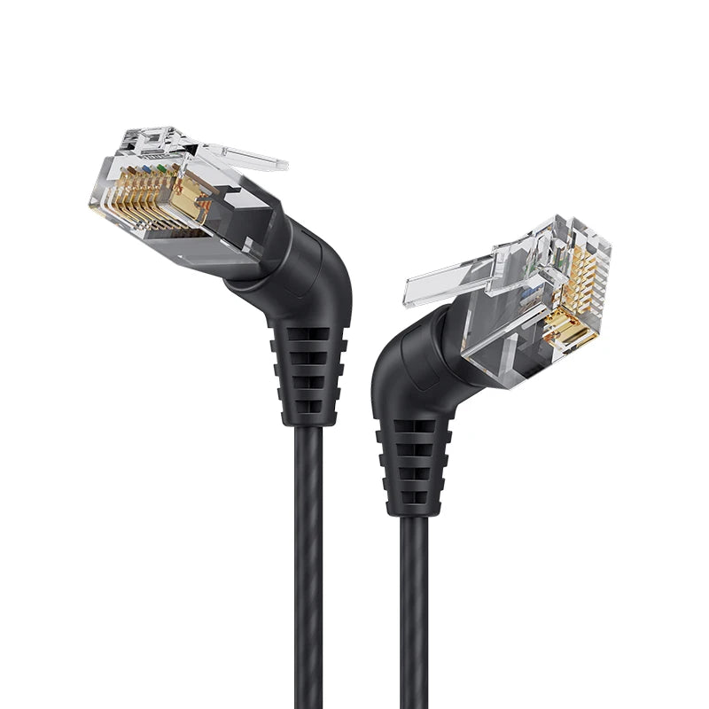 Swivel Bend Cat6a/Cat6/Cat6 Network Cable 10G X 104M Finished Jumper Fine 360° Right Angle RJ45 Connector High-Speed Data Transf