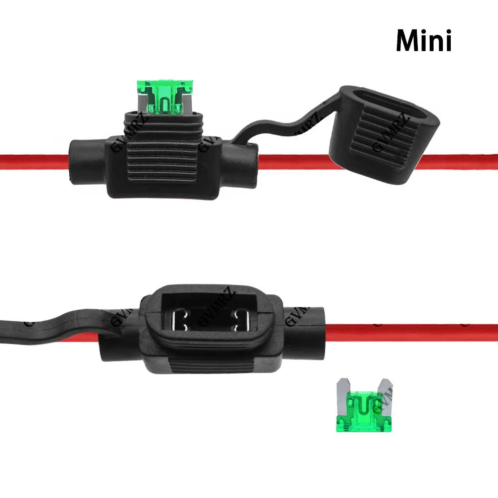 1Set 1A-40A Waterproof 32V Mini/Small/Medium Auto Fuse Holder 18/16/14/12/10AWG With Car Blade Fuse 3A 5A 7.5A 10A 15A 20A