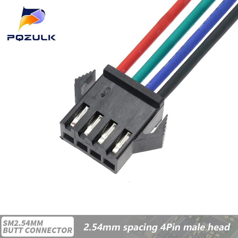 5PCS JST SM 2/3/4/5/6Pins 2.54MM Plug Male to Female Wire Connector Cable Pigtail Plug LED Connecting line 20cm Long