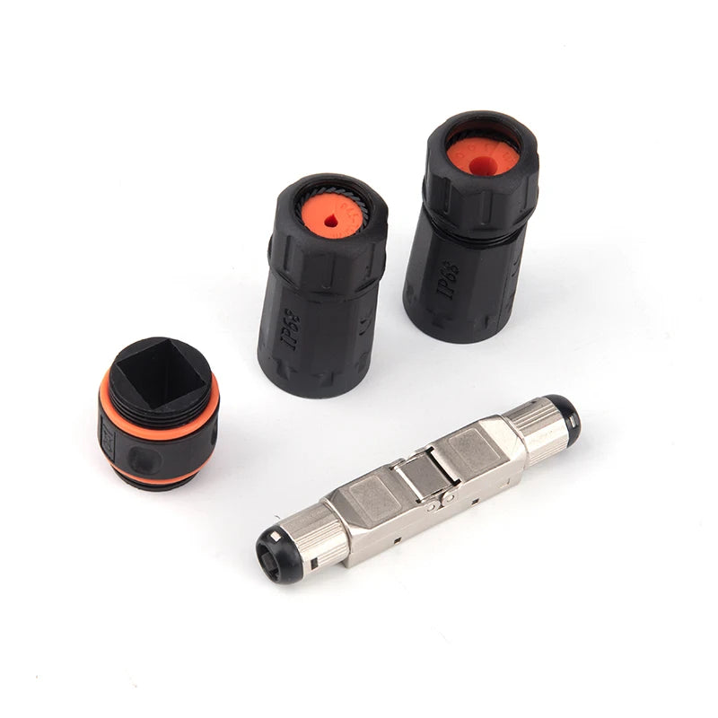 Linkwylan IP68 Waterproof RJ45 Field Extension Connector Full Shielded Toolless Type Tool-Free Connection For Cat6 6A Cat7 Cable