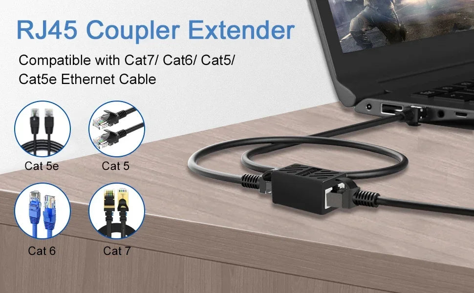 5/10/20/30pcs RJ45 coupler, suitable for Cat7/Cat6/Cat5e/Cat5 Ethernet cable extension connectors - female to female, black