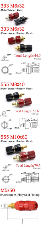M5 M6 M8 M10 Wire Binding Post Thread Screw Black+Red Set Weld Inverter Clamp Power Supply Splice Connect Battery Terminal