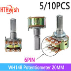 WH148 20MM 6Pin Potentiometer with Nuts and Washers Kit 1K 2K 5K 10K 20K 50K 100K 250K 1M Variable Rotary Carbon Film Resistor