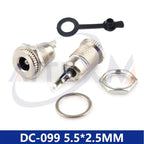 10PCS DC099 5.5 mm x 2.1mm DC Power Jack Socket Female Panel Mount Connector Metal DC-099 Open Hole 11MM 5.5*2.1 5.5*2.5 YANXD