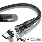 3A Fast Charging Magnetic Cable 540° Rotating USB Type C Micro Data Cable for Samsung Huawei Xiaomi Android Phone Charger Wire