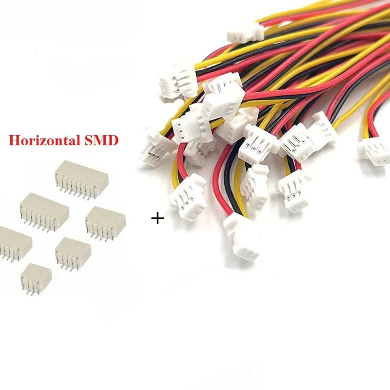 10Set SH1.0 Mm Connector Male Housing 10/20/30cm Wire Cable+Vertical/Horizontal SMD Pitch 2/3/4/5/6/7/8/9/10/12P