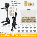 Heat Set Insert Press Tool Electric Soldering Iron Tip M2 M3 M4 M5 M6 M8 Thread Brass Inserts Nut Embedded Kit for 3d Printing