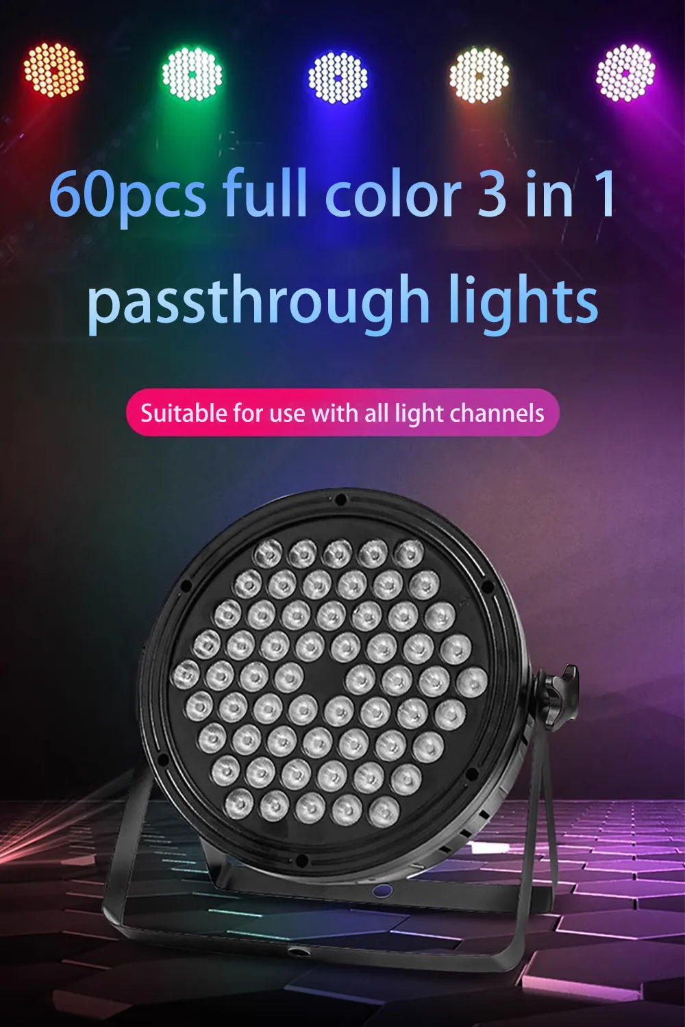 8PCS 60LED Par Light RGB Stage Light DMX512 Sound-Activated DJ Disco Light Wedding Festival Bar Atmosphere Light Audience Light
