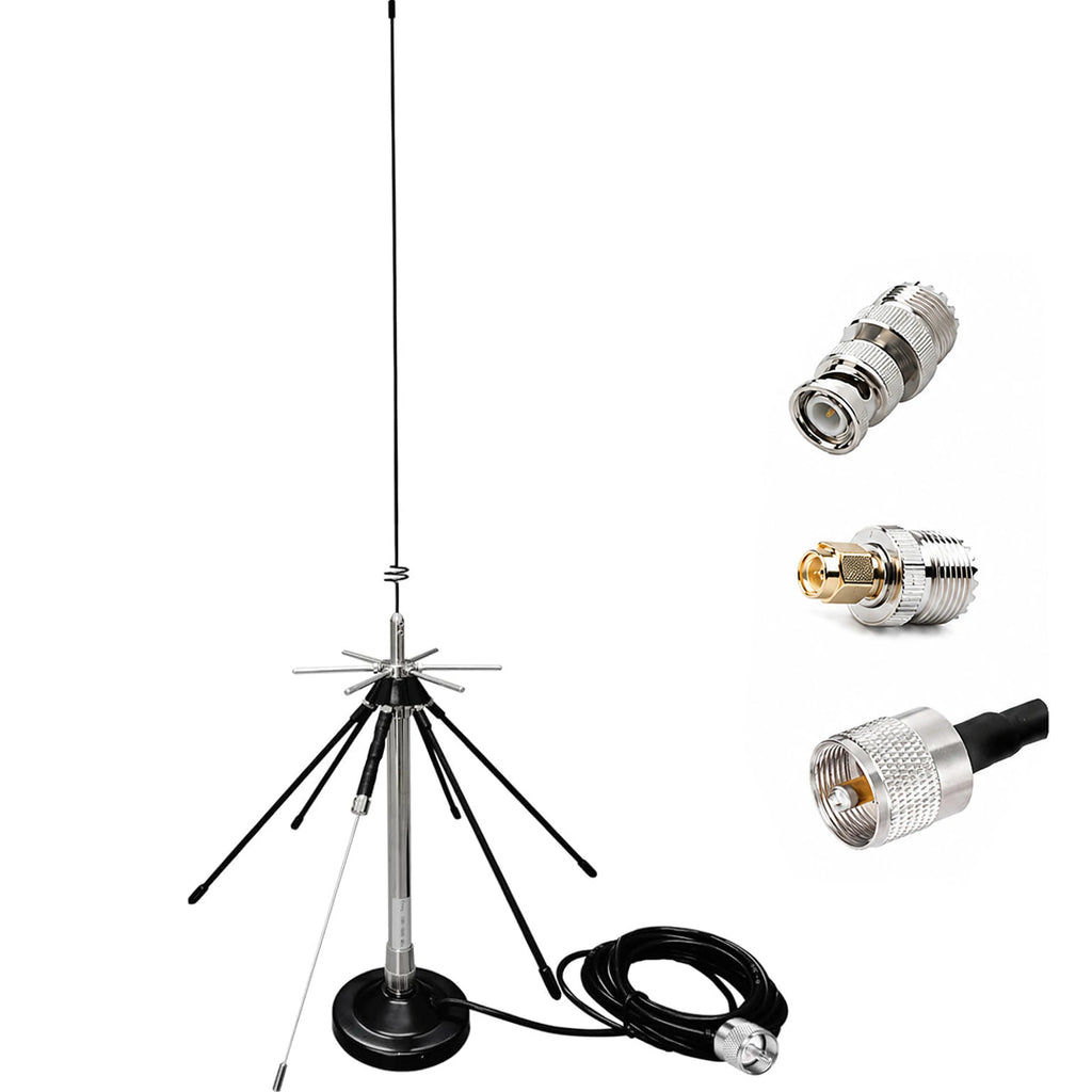 Magnetic Desktop Discone Antenna 100-1600MHz 5m Cable UHF SMA BNC Mount for Police Scanner GMRS 2m 70cm Mobile VHF UHF Lora ADSB