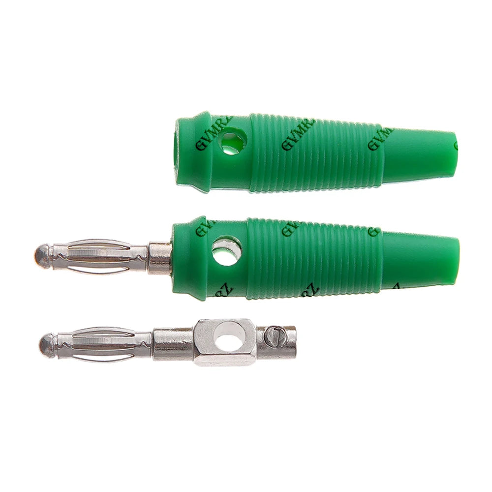 5PCS 4MM Green Yellow Banana Plugs Connector Solderless Video Musical Speaker Stackable Cable Wire Pin Banana Plug Connectors