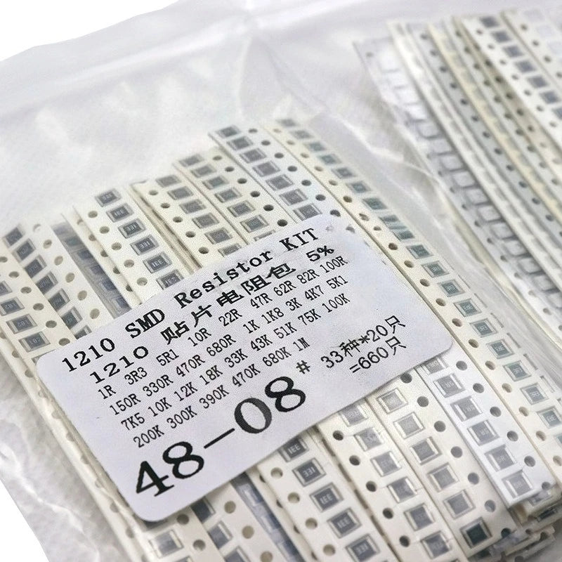 1210 SMD Resistor Assortment Kit 33 Values 20 Pieces Each Total 660 Pieces 5 Percent Tolerance Electronic Component Pack