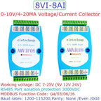 DC 12V-24V 8AI 8VI 4-20MA /0-10V to RS485 Current/Voltage ADC Collector Module for MODBUS RTU PLC Board