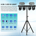 260W 4in1 RGBW LED Beam Wash Light Kit Set Tripod Stand Remote Control DMX512 For Disco DJ Wedding Party Club
