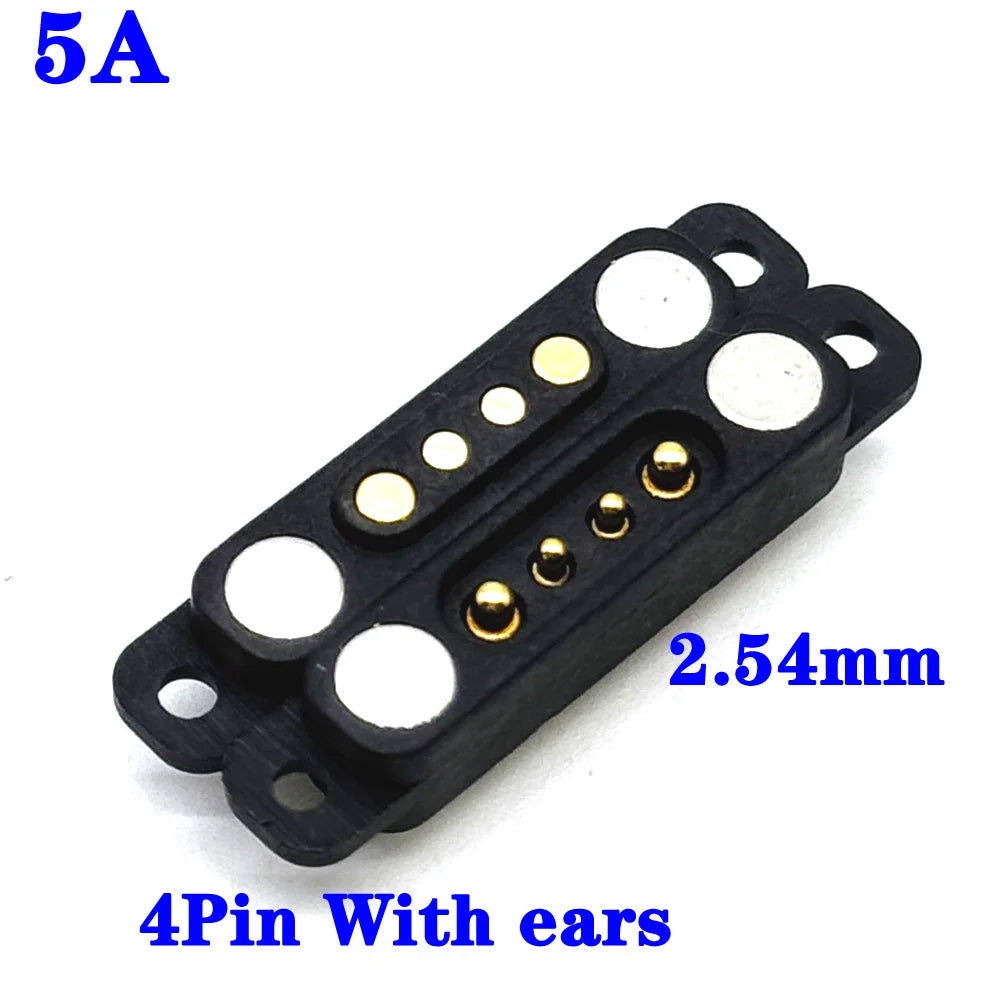 1sets DC 36V 5A Waterproof Magnetic Pogo Pin Connector 5Pin With Ears Pogopin Male Female Spring Loaded DC Power Socket