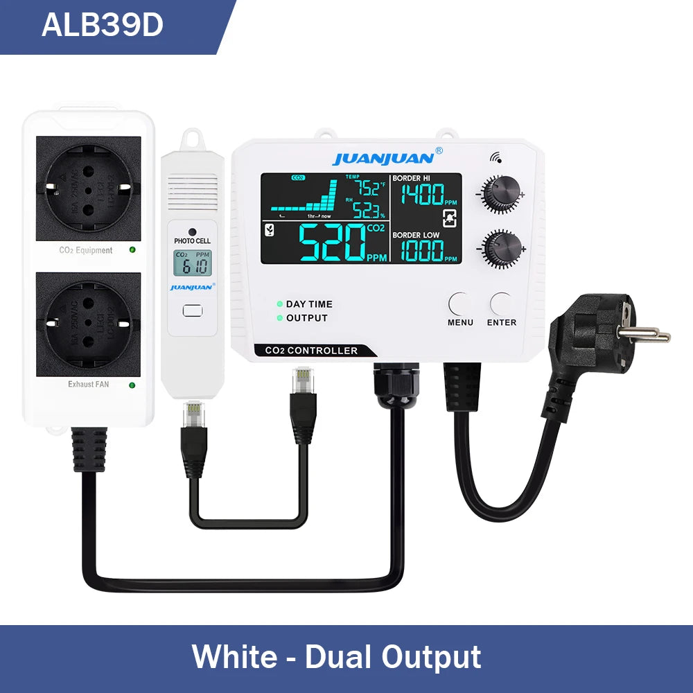 CO2 Monitor Controller LCD Digital Carbon Dioxide Controller CO2 Concentration Tester NDIR Sensor CO2 Detector for Greenhouse
