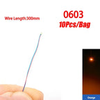 10Pcs/Set DIY Model Kits LED 0402 0603 0805 1206 SMD Lamp Wired Micro LED Chip 3V 30cm Pre-Soldered Miniature Scenes Toy Lights