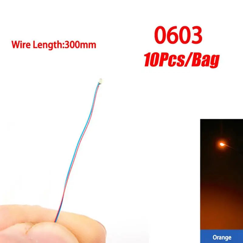 10Pcs/Set DIY Model Kits LED 0402 0603 0805 1206 SMD Lamp Wired Micro LED Chip 3V 30cm Pre-Soldered Miniature Scenes Toy Lights