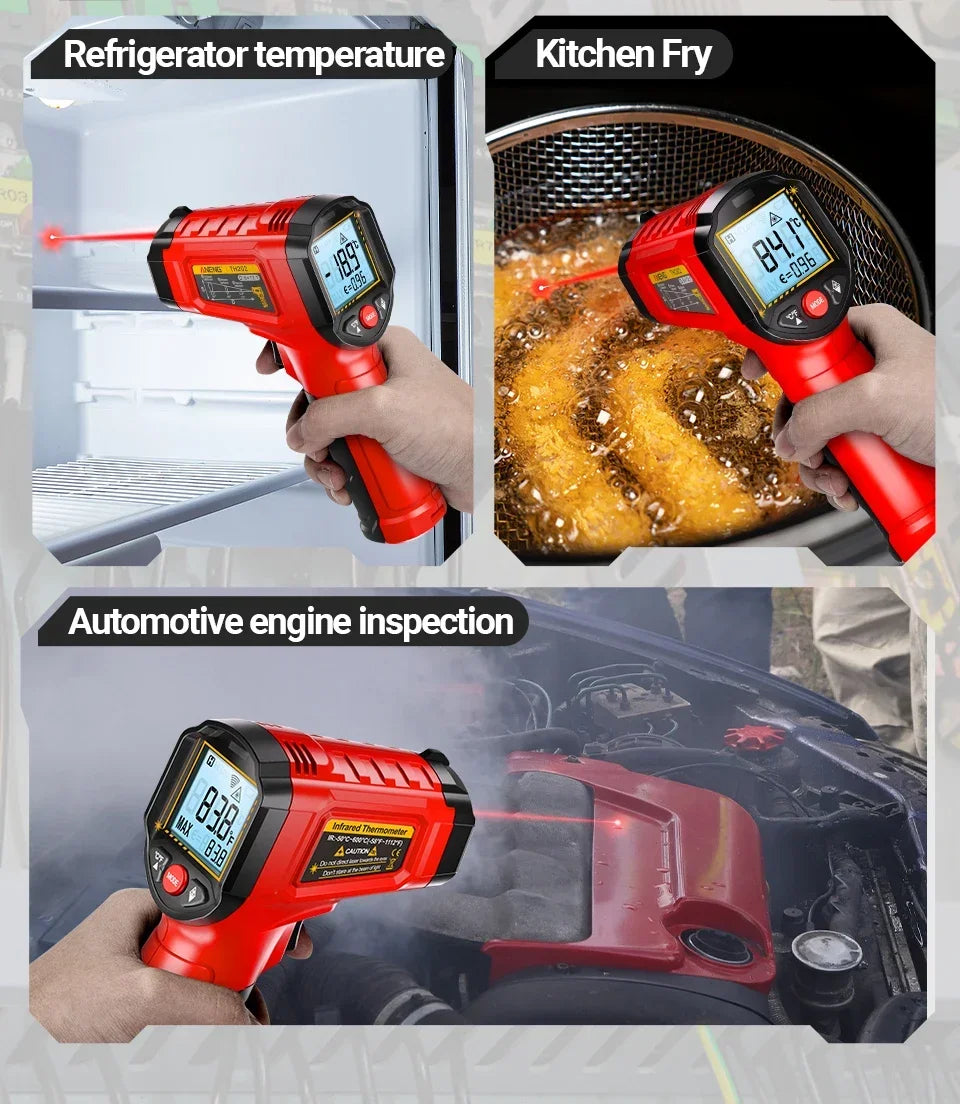 Infrared Thermometer ANENG Non-contact -50~600℃ Digital Laser Temperature Meter TH202 LCD Display Pyrometer Point Gun Tester