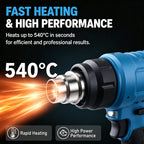 New 540℃ Electric Heat Gun Cordless Handheld Hot Air Gun 3 Nozzles Industrial Home Hair Dryer Machine for Makita 18V Battery