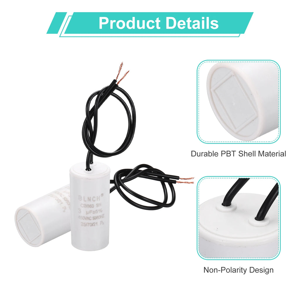 1/2Pcs CBB60 Running Capacitor 3-100uF 450V 2 Wire Electric Air Compressor Motor Run Starting Capacitor for Washing Machine