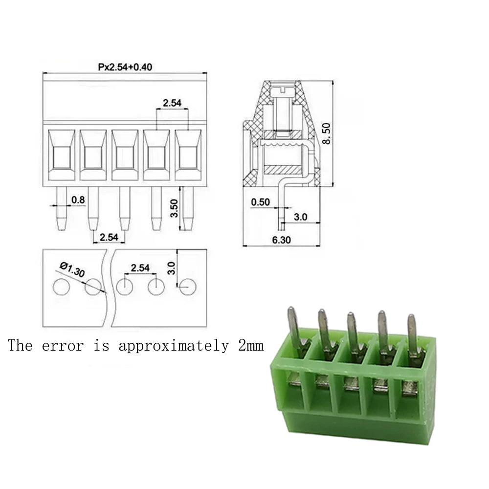 5/10Pcs KF128 PCB Screw Terminal Block Connector Pitch 2.54mm Mini Terminals KF128-2.54 2 3 4 5 6 7 8 9 10 12 16Pin
